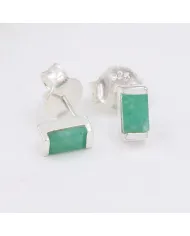 Emerald Stud Earrings - 925 Sterling Silver Jewelry