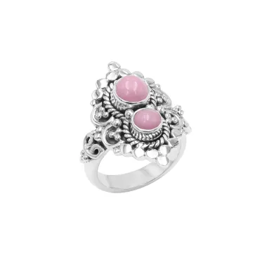 Pink Opal Ring – 925 Sterling Silver Handmade Dainty Bohemian Jewelry