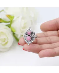 Pink Opal Ring – 925 Sterling Silver Handmade Dainty Bohemian Jewelry