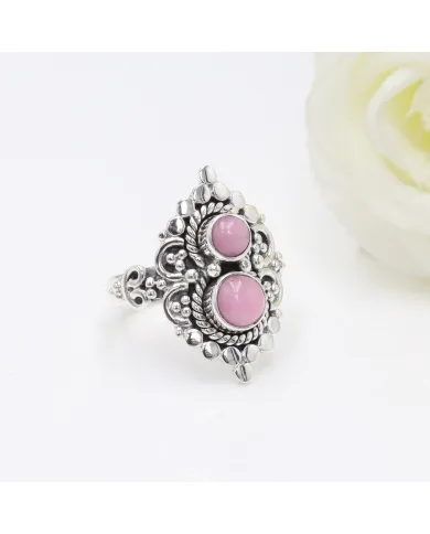 Pink Opal Ring – 925 Sterling Silver Handmade Dainty Bohemian Jewelry