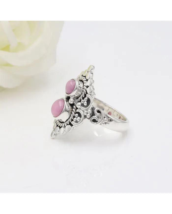 Pink Opal Ring – 925 Sterling Silver Handmade Dainty Bohemian Jewelry