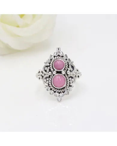 Pink Opal Ring – 925 Sterling Silver Handmade Dainty Bohemian Jewelry