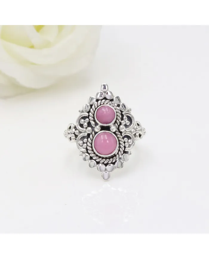 Pink Opal Ring – 925 Sterling Silver Handmade Dainty Bohemian Jewelry