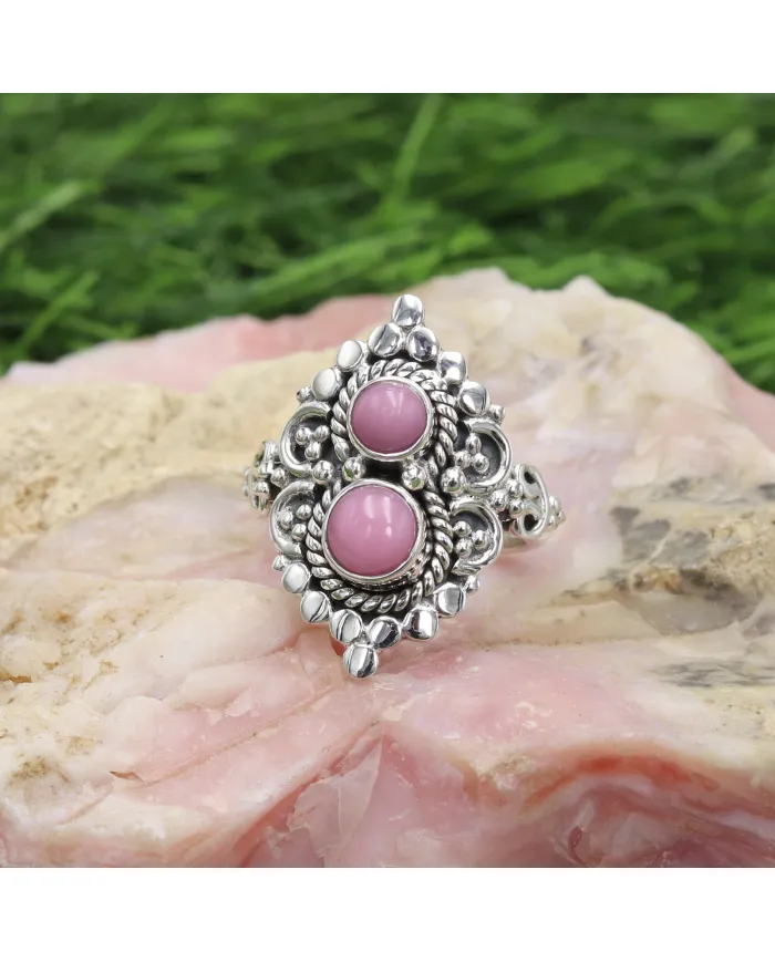 Pink Opal Ring – 925 Sterling Silver Handmade Dainty Bohemian Jewelry