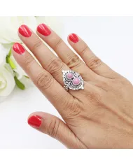 Pink Opal Ring – 925 Sterling Silver Handmade Dainty Bohemian Jewelry