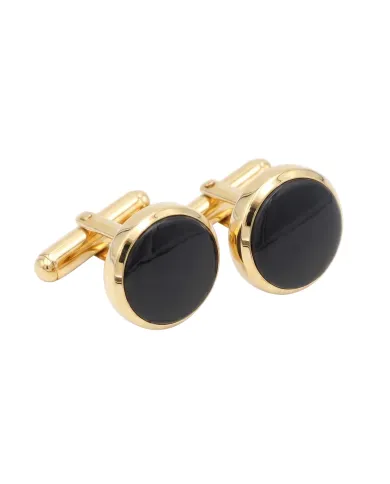 Black Onyx Cufflinks - 18K Gold Plated Tuxedo Studs Men's Accessories