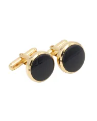 Black Onyx Cufflinks - 18K Gold Plated Tuxedo Studs Men's Accessories