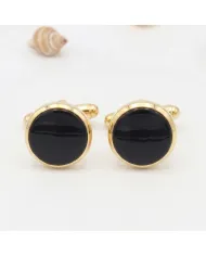 Black Onyx Cufflinks - 18K Gold Plated Tuxedo Studs Men's Accessories