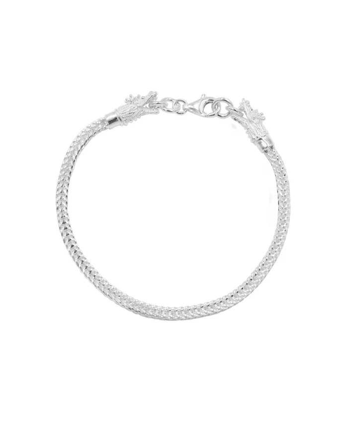 925 Sterling Silver Dragon Head Link Chain Bracelet Handmade Jewelry