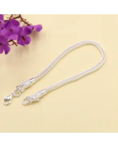 925 Sterling Silver Dragon Head Link Chain Bracelet Handmade Jewelry