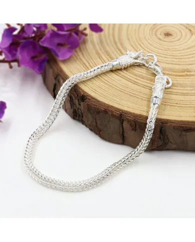 925 Sterling Silver Dragon Head Link Chain Bracelet Handmade Jewelry