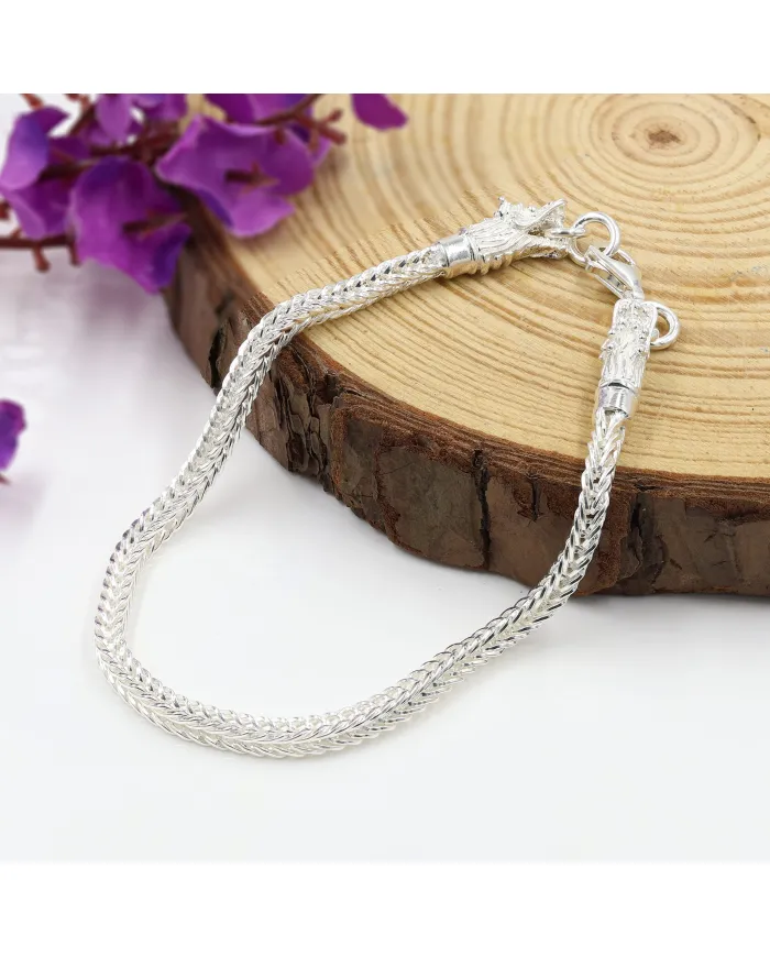 925 Sterling Silver Dragon Head Link Chain Bracelet Handmade Jewelry