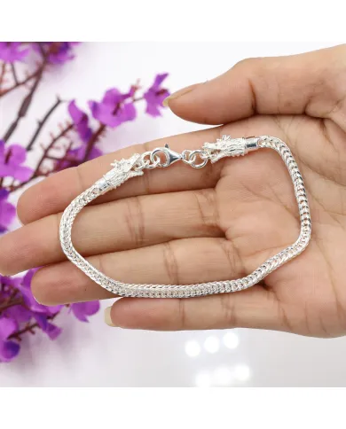 925 Sterling Silver Dragon Head Link Chain Bracelet Handmade Jewelry
