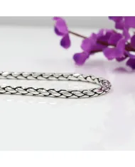925 Sterling Silver Bali Chain Bracelet Oxidized Foxtail Braided Jewelry