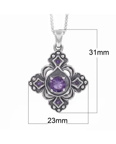 Amethyst Gemstone Handmade Sterling Silver Pendant Statement Necklace