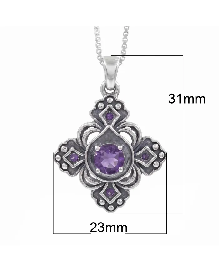 Amethyst Gemstone Handmade Sterling Silver Pendant Statement Necklace
