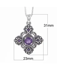 Amethyst Gemstone Handmade Sterling Silver Pendant Statement Necklace