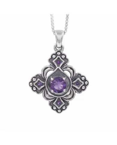 Amethyst Gemstone Handmade Sterling Silver Pendant Statement Necklace