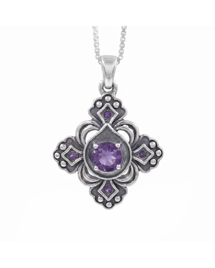 Amethyst Gemstone Handmade Sterling Silver Pendant Statement Necklace