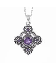 Amethyst Gemstone Handmade Sterling Silver Pendant Statement Necklace