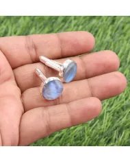 Natural Moonstone Cufflinks – Luxury Sterling Silver Elegance for Men