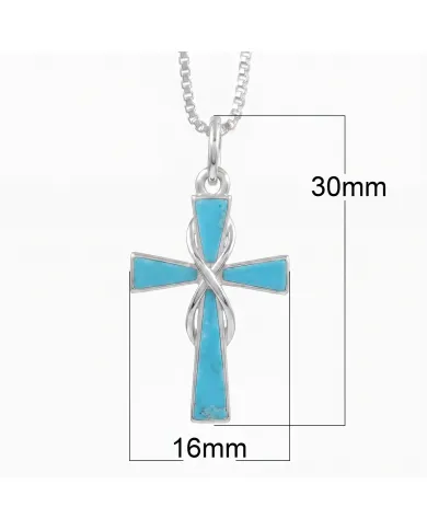 Arizona Turquoise Cross Pendant 925 Sterling Silver Christian Jewelry