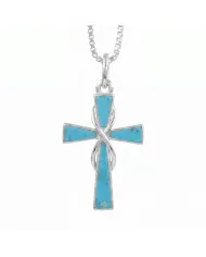 Arizona Turquoise Cross Pendant 925 Sterling Silver Christian Jewelry