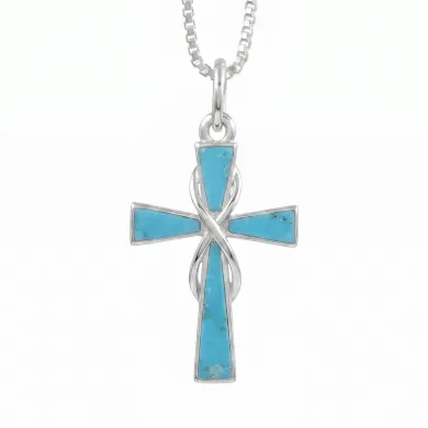 Arizona Turquoise Cross Pendant 925 Sterling Silver Christian Jewelry