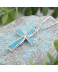 Arizona Turquoise Cross Pendant 925 Sterling Silver Christian Jewelry