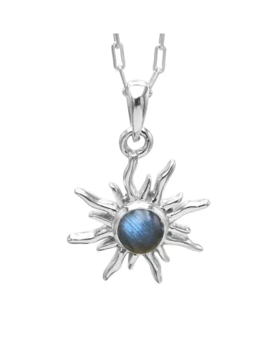 Labradorite Sunburst Pendant Necklace - 925 Sterling Silver Jewelry