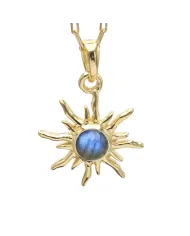 Arizona Turquoise Sunburst Pendant Necklace in 925 Sterling Silver