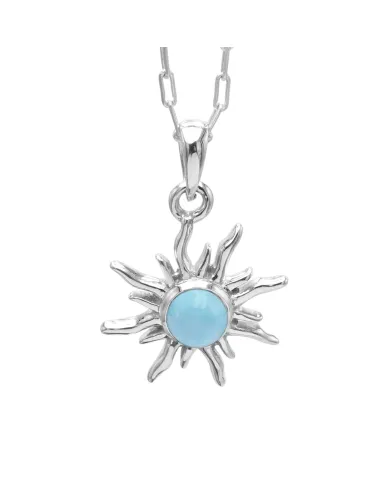 Arizona Turquoise Sunburst Pendant Necklace in 925 Sterling Silver
