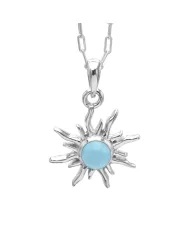 Arizona Turquoise Sunburst Pendant Necklace in 925 Sterling Silver