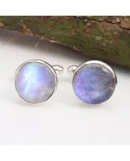Natural Moonstone Cufflinks – Luxury Sterling Silver Elegance for Men