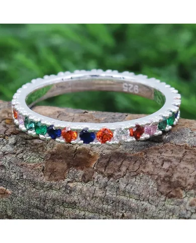 7 Chakra Band Ring - 925 Sterling Silver Meditation & Spiritual Jewelry