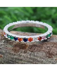 7 Chakra Band Ring - 925 Sterling Silver Meditation & Spiritual Jewelry