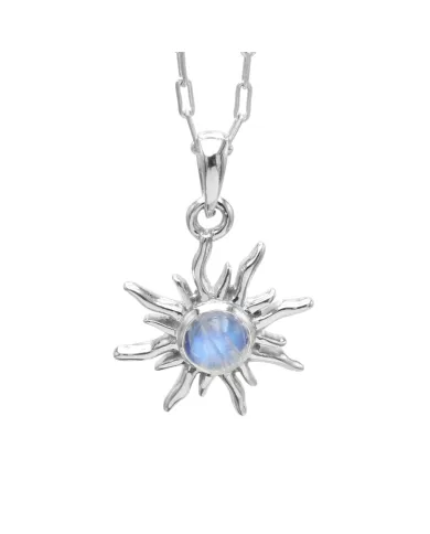 Sunburst Moonstone Pendant – 925 Sterling Silver Minimalist Necklace