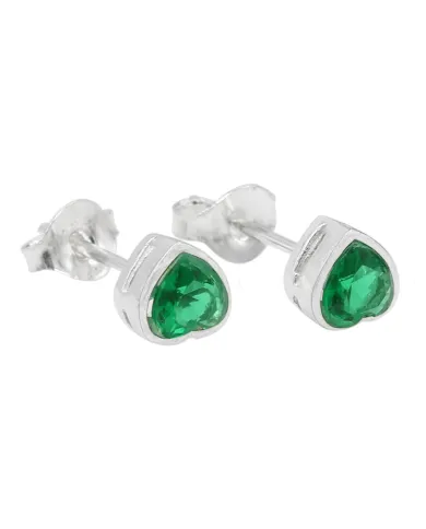 925 Sterling Silver Emerald Heart Stud Earrings for Women and Men