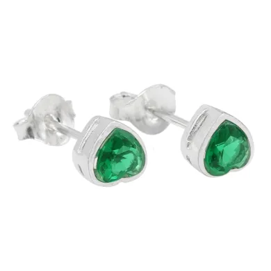925 Sterling Silver Emerald Heart Stud Earrings for Women and Men