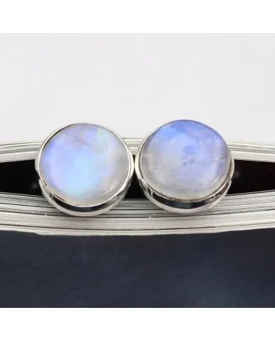 Natural Moonstone Cufflinks – Luxury Sterling Silver Elegance for Men