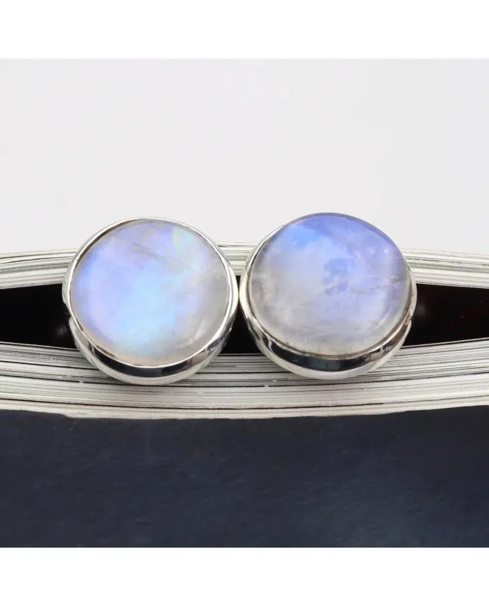 Natural Moonstone Cufflinks – Luxury Sterling Silver Elegance for Men