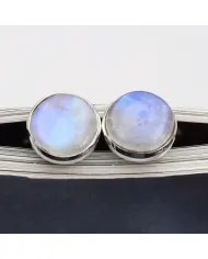 Natural Moonstone Cufflinks – Luxury Sterling Silver Elegance for Men