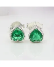 925 Sterling Silver Emerald Heart Stud Earrings for Women and Men