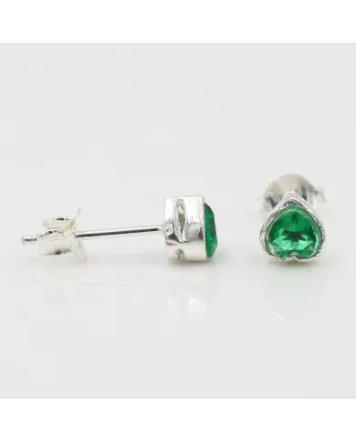 925 Sterling Silver Emerald Heart Stud Earrings for Women and Men