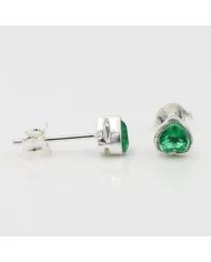 925 Sterling Silver Emerald Heart Stud Earrings for Women and Men