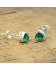 925 Sterling Silver Emerald Heart Stud Earrings for Women and Men