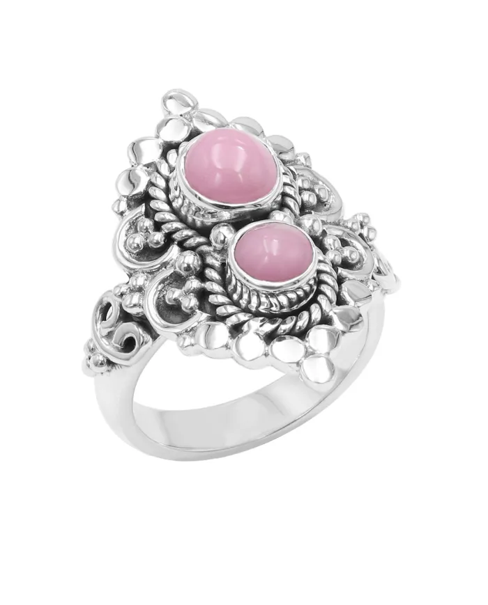 Pink Opal Ring – 925 Sterling Silver Handmade Dainty Bohemian Jewelry