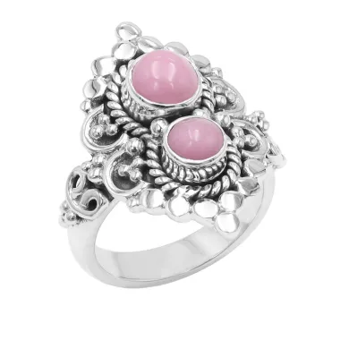 Pink Opal Ring – 925 Sterling Silver Handmade Dainty Bohemian Jewelry