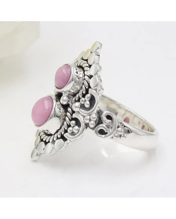 Pink Opal Ring – 925 Sterling Silver Handmade Dainty Bohemian Jewelry
