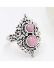 Pink Opal Ring – 925 Sterling Silver Handmade Dainty Bohemian Jewelry
